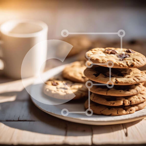 Σετ των 2 Intra Συλλεκτικό Ξύλινο Παζλ Plywood  4mm - Στοίβα από μπισκότα τσιπ σοκολάτας και φλιτζάνι καφέ Σε Ξύλινο Κουτί - Διαστάσεις: 10x10 cm – 25 κομμάτια