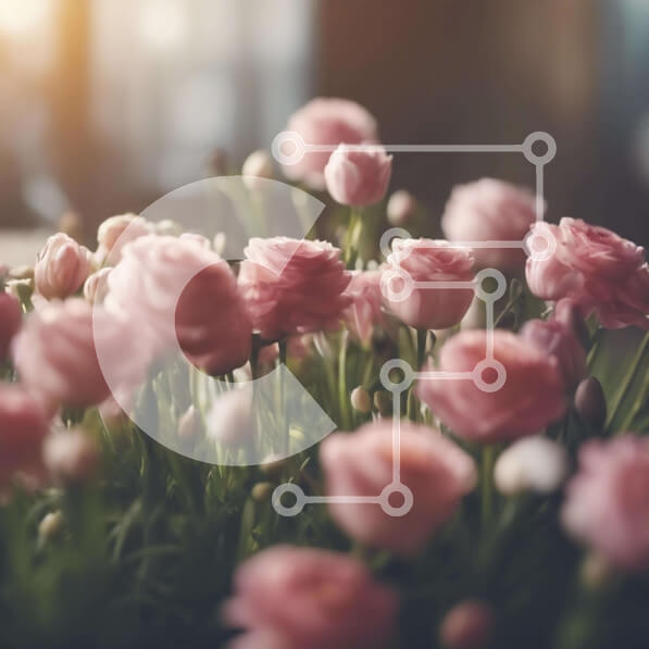 Intra Συλλεκτικό Ξύλινο Παζλ Plywood  4mm - Μπουκέτο με ροζ τριαντάφυλλα και διάφορα λουλούδια Σε Ξύλινο Κουτί - Διαστάσεις: 10x10 cm – 25 κομμάτια