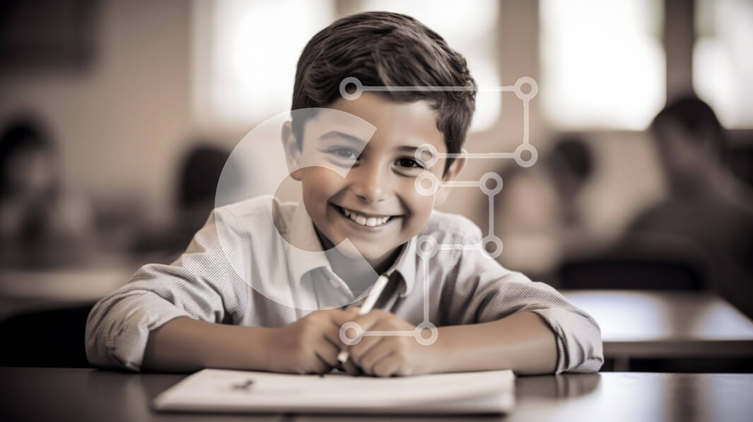 Intra Συλλεκτικό Ξύλινο Παζλ Plywood  4mm - Εκπαιδευτική σκηνή: Νεαρό αγόρι που γράφει στο γραφείο Σε Ξύλινο Κουτί - Διαστάσεις Puzzle: 10x10 cm – 25 κομμάτια