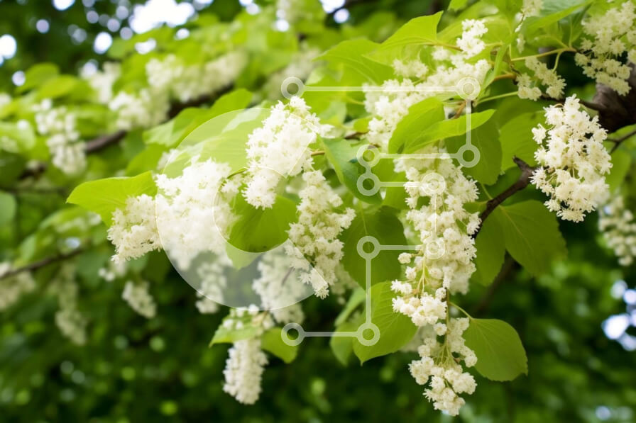 Intra Συλλεκτικό Ξύλινο Παζλ Plywood  4mm - Λευκά λουλούδια που ανθίζουν σε κλαδί δέντρου σε αστικό περιβάλλον Σε Ξύλινο Κουτί - Διαστάσεις: 10x10 cm – 25 κομμάτια