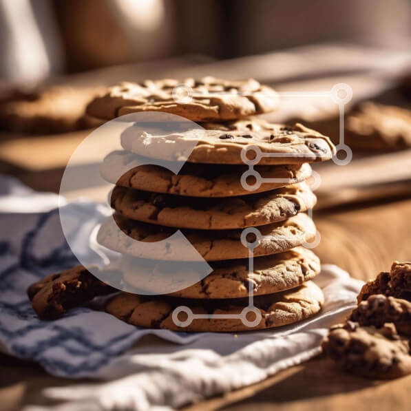 Σετ των 2 Intra Συλλεκτικό Ξύλινο Παζλ Plywood  4mm - Στοίβα από μπισκότα τσιπ σοκολάτας σε ένα τραπέζι Σε Ξύλινο Κουτί - Διαστάσεις: 10x10 cm – 25 κομμάτια