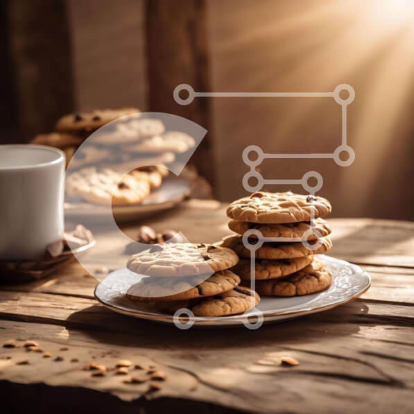 Σετ των 2 Intra Συλλεκτικό Ξύλινο Παζλ Plywood  4mm - Πιάτο με μπισκότα και καφέ στο τραπέζι Σε Ξύλινο Κουτί - Διαστάσεις: 10x10 cm – 25 κομμάτια