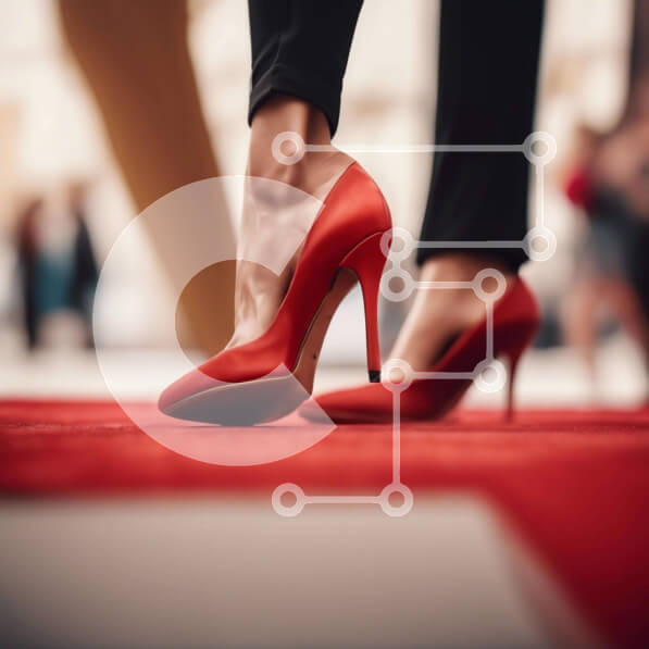 Σετ των 2 Intra Συλλεκτικό Ξύλινο Παζλ Plywood  4mm - Γυναίκα με κόκκινα ψηλοτάκουνα στο κόκκινο χαλί Σε Ξύλινο Κουτί - Διαστάσεις: 10x10 cm – 25 κομμάτια