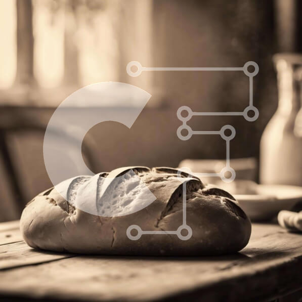 Σετ των 2 Intra Συλλεκτικό Ξύλινο Παζλ Plywood  4mm - Ρουστίκ σύνθεση ψωμιού και γάλακτος Σε Ξύλινο Κουτί - Διαστάσεις: 10x10 cm – 25 κομμάτια