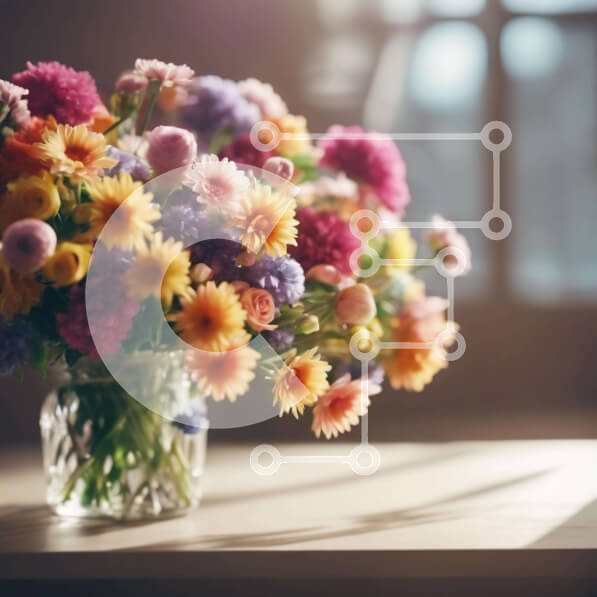 Intra Συλλεκτικό Ξύλινο Παζλ Plywood  4mm - Πολύχρωμο βάζο λουλουδιών στο τραπέζι μπροστά από το παράθυρο Σε Ξύλινο Κουτί - Διαστάσεις: 10x10 cm – 25 κομμάτια