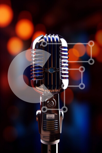 Intra Συλλεκτικό Ξύλινο Παζλ Plywood  4mm - Vintage μικρόφωνο σε πορτοκαλί φόντο Σε Ξύλινο Κουτί - Διαστάσεις Puzzle: 10x10 cm – 25 κομμάτια