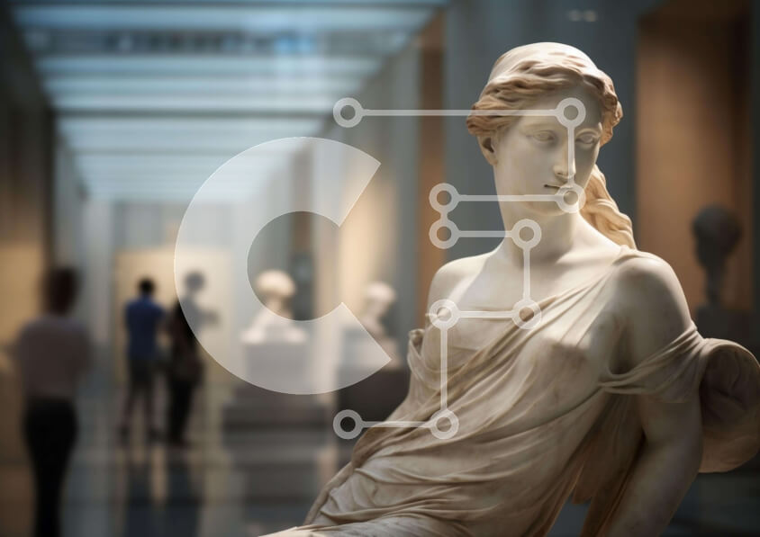 Intra Συλλεκτικό Ξύλινο Παζλ Plywood  4mm - Άγαλμα από λευκό μάρμαρο στην γκαλερί τέχνης Σε Ξύλινο Κουτί - Διαστάσεις Puzzle: 10x10 cm – 25 κομμάτια