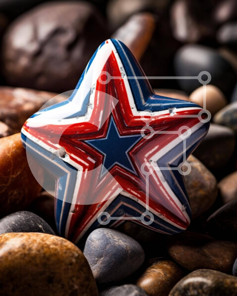 Intra Συλλεκτικό Ξύλινο Παζλ Plywood  4mm - Κόκκινο, λευκό και μπλε αντικείμενο σε σχήμα αστεριού σε βράχους Σε Ξύλινο Κουτί - Διαστάσεις Puzzle: 10x10 cm – 25 κομμάτια