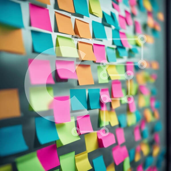 Intra Συλλεκτικό Ξύλινο Παζλ Plywood  4mm - Πολύχρωμος τοίχος με Post-it σημειώσεις Σε Ξύλινο Κουτί - Διαστάσεις Puzzle: 10x10 cm – 25 κομμάτια