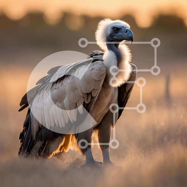 Intra Συλλεκτικό Ξύλινο Παζλ Plywood  4mm - Γύπας στο χορτάρι στο ηλιοβασίλεμα Σε Ξύλινο Κουτί - Διαστάσεις: 10x10 cm – 25 κομμάτια