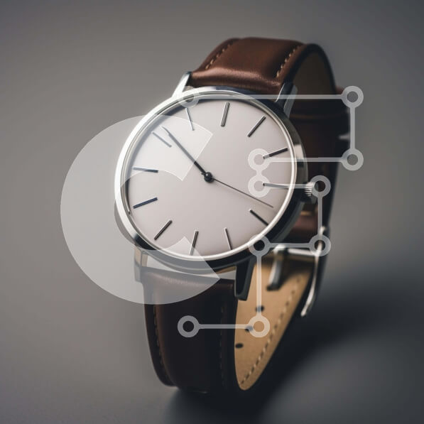 Σετ των 2 Intra Συλλεκτικό Ξύλινο Παζλ Plywood  4mm - Κομψό λευκό ρολόι με καφέ δερμάτινα λουράκια Σε Ξύλινο Κουτί - Διαστάσεις: 10x10 cm – 25 κομμάτια