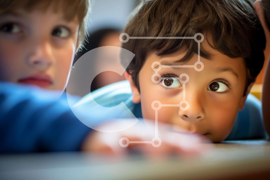 Intra Συλλεκτικό Ξύλινο Παζλ Plywood  4mm - Τα παιδιά σε ένα εκπαιδευτικό περιβάλλον Σε Ξύλινο Κουτί - Διαστάσεις Puzzle: 10x10 cm – 25 κομμάτια