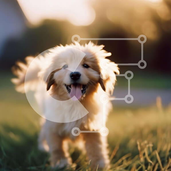 Intra Συλλεκτικό Ξύλινο Παζλ Plywood  4mm - Παιχνιδιάρικο καφέ σκυλί σε γρασίδι με έξω τη γλώσσα Σε Ξύλινο Κουτί - Διαστάσεις: 10x10 cm – 25 κομμάτια