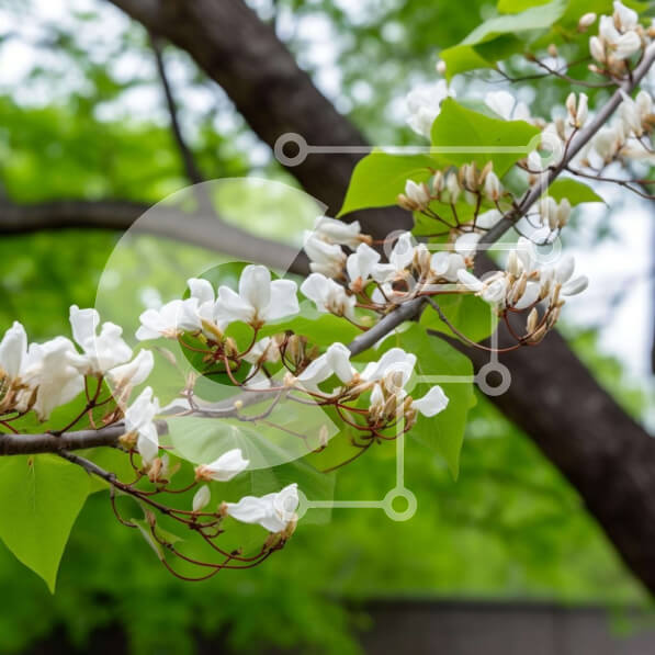 Intra Συλλεκτικό Ξύλινο Παζλ Plywood  4mm - Κλαδί δέντρου με λευκά λουλούδια και πράσινο φύλλωμα Σε Ξύλινο Κουτί - Διαστάσεις: 10x10 cm – 25 κομμάτια