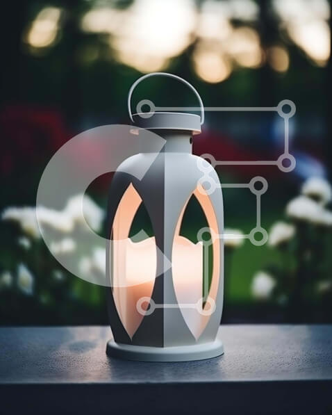 Intra Συλλεκτικό Ξύλινο Παζλ Plywood  4mm - Λευκό φανάρι με κεριά και λουλούδια Σε Ξύλινο Κουτί - Διαστάσεις Puzzle: 10x10 cm – 25 κομμάτια