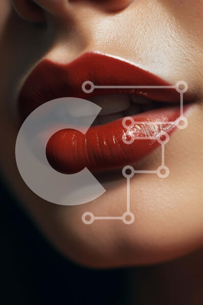 Intra Συλλεκτικό Ξύλινο Παζλ Plywood  4mm - Κοντινό πλάνο γυναίκας με κόκκινο κραγιόν και ενυδατωμένα χείλη Σε Ξύλινο Κουτί - Διαστάσεις Puzzle: 10x10 cm – 25 κομμάτια