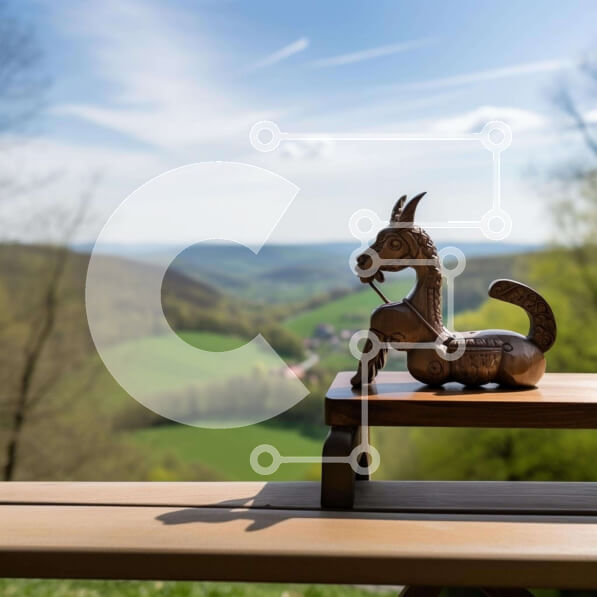 Intra Συλλεκτικό Ξύλινο Παζλ Plywood  4mm - Καφέ Ξύλινος Πάγκος με Ειδώλιο Ζώου Σε Ξύλινο Κουτί - Διαστάσεις: 10x10 cm – 25 κομμάτια