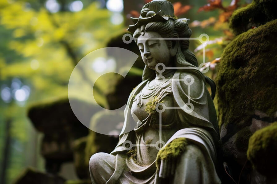 Intra Συλλεκτικό Ξύλινο Παζλ Plywood  4mm - Πέτρινο άγαλμα στους βρώμικους βράχους σε ένα δάσος Σε Ξύλινο Κουτί - Διαστάσεις: 10x10 cm – 25 κομμάτια