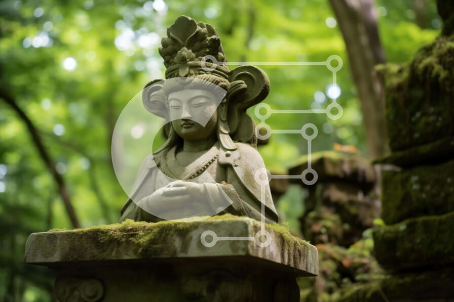 Intra Συλλεκτικό Ξύλινο Παζλ Plywood  4mm - Πέτρινο άγαλμα στο δάσος Σε Ξύλινο Κουτί - Διαστάσεις: 10x10 cm – 25 κομμάτια