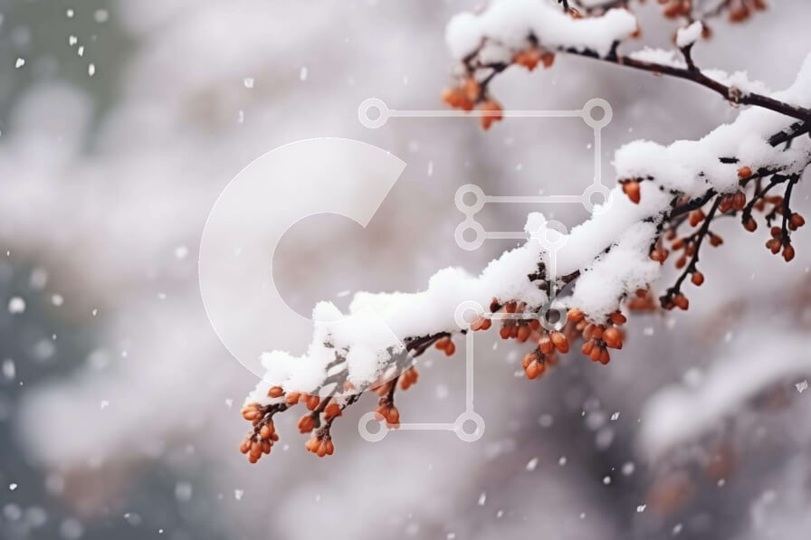 Intra Συλλεκτικό Ξύλινο Παζλ Plywood  4mm - Χιονισμένο κλαδί δέντρου με κόκκινα μούρα Σε Ξύλινο Κουτί - Διαστάσεις: 10x10 cm – 25 κομμάτια