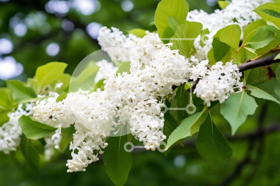 Intra Συλλεκτικό Ξύλινο Παζλ Plywood  4mm - Λευκά λιλά λουλούδια που ανθίζουν σε κλαδί δέντρου Σε Ξύλινο Κουτί - Διαστάσεις: 10x10 cm – 25 κομμάτια