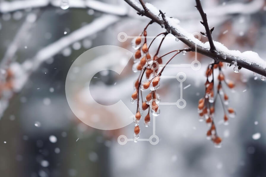 Intra Συλλεκτικό Ξύλινο Παζλ Plywood  4mm - Χιονισμένο κλαδί δέντρου Σε Ξύλινο Κουτί - Διαστάσεις: 10x10 cm – 25 κομμάτια