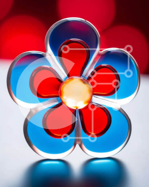 Intra Συλλεκτικό Ξύλινο Παζλ Plywood  4mm - Πολύχρωμο αντικείμενο σε σχήμα λουλουδιού σε πορτοκαλί φόντο Σε Ξύλινο Κουτί - Διαστάσεις Puzzle: 10x10 cm – 25 κομμάτια