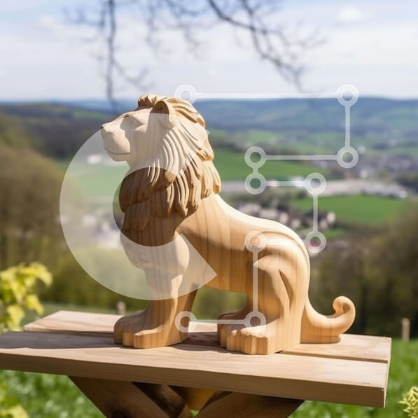 Intra Συλλεκτικό Ξύλινο Παζλ Plywood  4mm - Ξύλινο άγαλμα λιονταριού στο τραπέζι Σε Ξύλινο Κουτί - Διαστάσεις: 10x10 cm – 25 κομμάτια