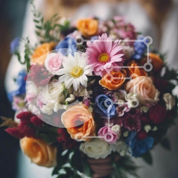 Σετ των 2 Intra Συλλεκτικό Ξύλινο Παζλ Plywood  4mm - Πολύχρωμη γαμήλια ανθοδέσμη Σε Ξύλινο Κουτί - Διαστάσεις: 10x10 cm – 25 κομμάτια