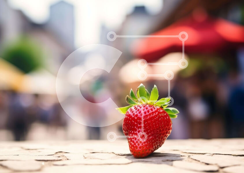 Σετ των 2 Intra Συλλεκτικό Ξύλινο Παζλ Plywood  4mm - Φρέσκια φράουλα στη σκηνή του Urban Street Σε Ξύλινο Κουτί - Διαστάσεις: 10x10 cm – 25 κομμάτια