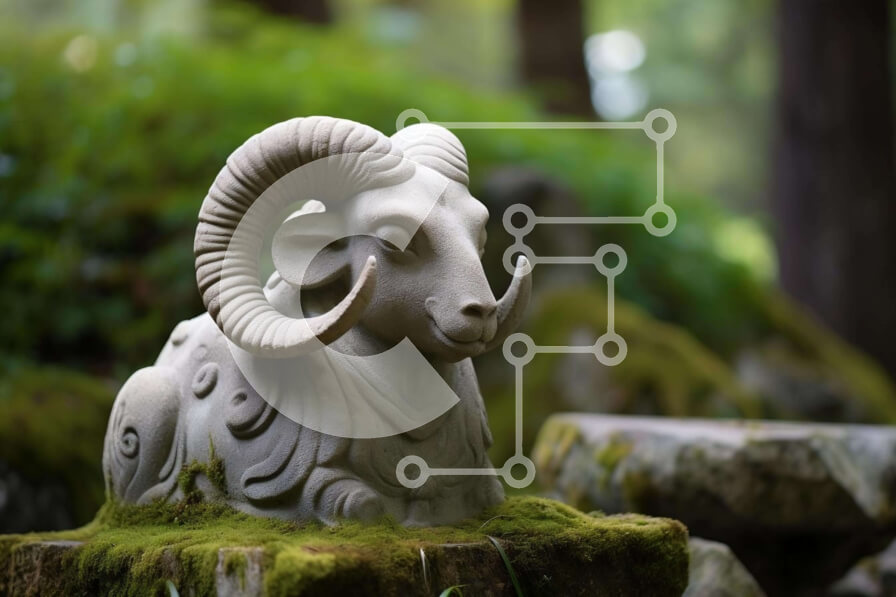 Intra Συλλεκτικό Ξύλινο Παζλ Plywood  4mm - Πέτρινο άγαλμα κριαριού στον κήπο Σε Ξύλινο Κουτί - Διαστάσεις: 10x10 cm – 25 κομμάτια