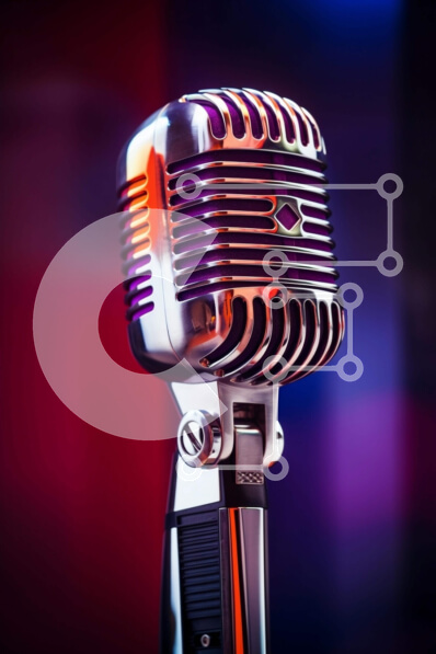 Intra Συλλεκτικό Ξύλινο Παζλ Plywood  4mm - Vintage μικρόφωνο σε πολύχρωμο φόντο Σε Ξύλινο Κουτί - Διαστάσεις Puzzle: 10x10 cm – 25 κομμάτια