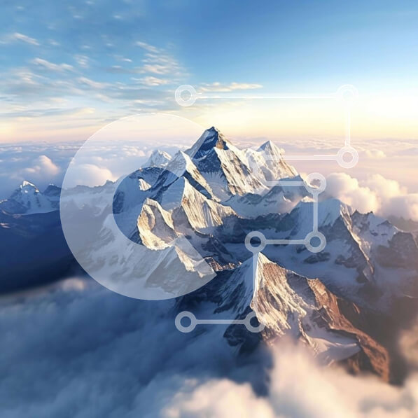 Intra Συλλεκτικό Ξύλινο Παζλ Plywood  4mm - Εναέρια άποψη των χιονισμένων βουνοκορφών Σε Ξύλινο Κουτί - Διαστάσεις: 10x10 cm – 25 κομμάτια