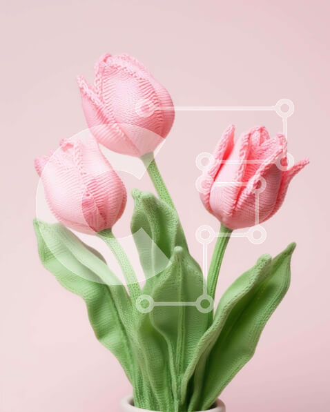 Intra Συλλεκτικό Ξύλινο Παζλ Plywood  4mm - Ροζ λουλούδια τουλίπας σε λευκό βάζο Σε Ξύλινο Κουτί - Διαστάσεις: 10x10 cm – 25 κομμάτια