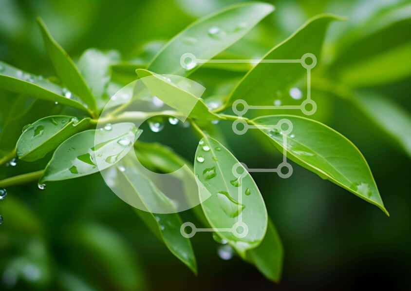 Intra Συλλεκτικό Ξύλινο Παζλ Plywood  4mm - Πράσινο φυτό με σταγονίδια νερού Σε Ξύλινο Κουτί - Διαστάσεις: 10x10 cm – 25 κομμάτια