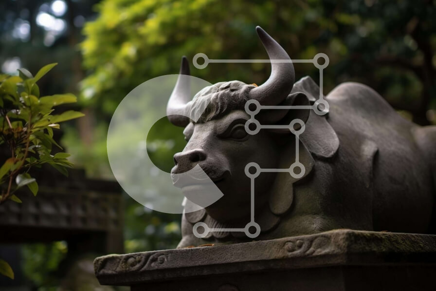 Intra Συλλεκτικό Ξύλινο Παζλ Plywood  4mm - Άγαλμα πέτρινου ταύρου στο διακοσμητικό βάθρο Σε Ξύλινο Κουτί - Διαστάσεις: 10x10 cm – 25 κομμάτια