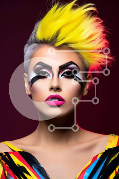 Intra Συλλεκτικό Ξύλινο Παζλ Plywood  4mm - Γυναίκα με έντονα χρωματιστά μαλλιά και πολύχρωμο μακιγιάζ Σε Ξύλινο Κουτί - Διαστάσεις Puzzle: 10x10 cm – 25 κομμάτια