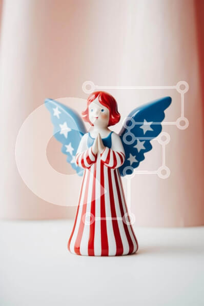 Intra Συλλεκτικό Ξύλινο Παζλ Plywood  4mm - Ειδώλιο αγγέλου με κόκκινα, λευκά και μπλε αστέρια Σε Ξύλινο Κουτί - Διαστάσεις Puzzle: 10x10 cm – 25 κομμάτια