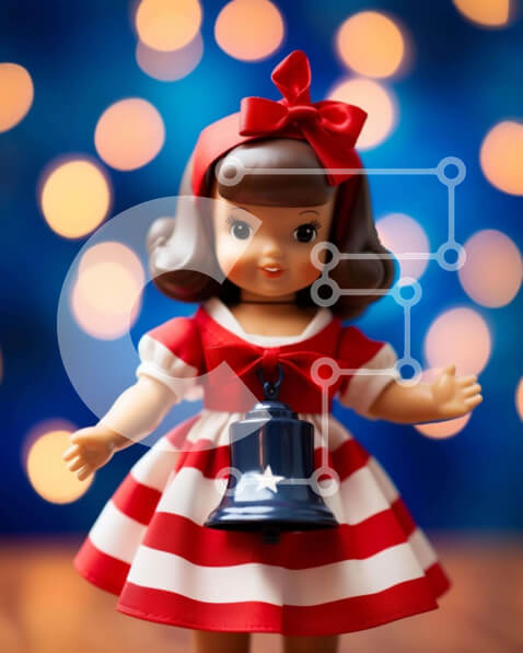 Intra Συλλεκτικό Ξύλινο Παζλ Plywood  4mm - Εορταστική κούκλα σε κόκκινο, λευκό και μπλε Σε Ξύλινο Κουτί - Διαστάσεις Puzzle: 10x10 cm – 25 κομμάτια