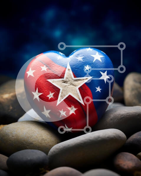 Intra Συλλεκτικό Ξύλινο Παζλ Plywood  4mm - Διακόσμηση βράχου σε σχήμα καρδιάς με αστέρια Σε Ξύλινο Κουτί - Διαστάσεις: 10x10 cm – 25 κομμάτια