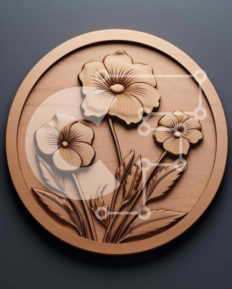 Intra Συλλεκτικό Ξύλινο Παζλ Plywood  4mm - Κυκλικό ξύλινο μετάλλιο με σχέδιο λουλουδιών Σε Ξύλινο Κουτί - Διαστάσεις Puzzle: 10x10 cm – 25 κομμάτια