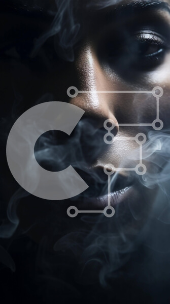 Intra Συλλεκτικό Ξύλινο Παζλ Plywood  4mm - Μαύρη γυναίκα που καπνίζει με καπνό που εκπέμπεται Σε Ξύλινο Κουτί - Διαστάσεις Puzzle: 10x10 cm – 25 κομμάτια