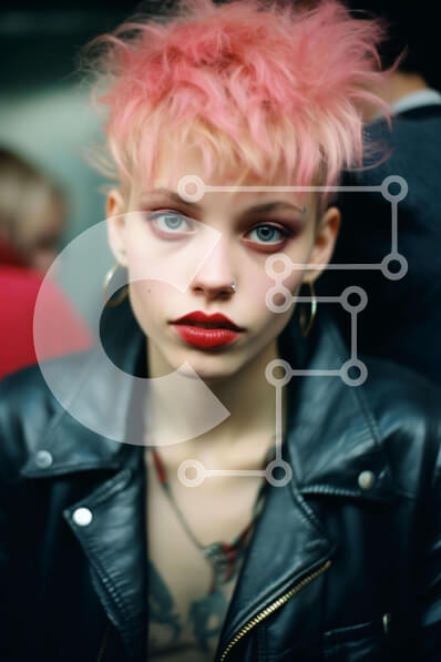 Intra Συλλεκτικό Ξύλινο Παζλ Plywood  4mm - Νεαρή γυναίκα με ροζ μαλλιά και τατουάζ Σε Ξύλινο Κουτί - Διαστάσεις Puzzle: 10x10 cm – 25 κομμάτια