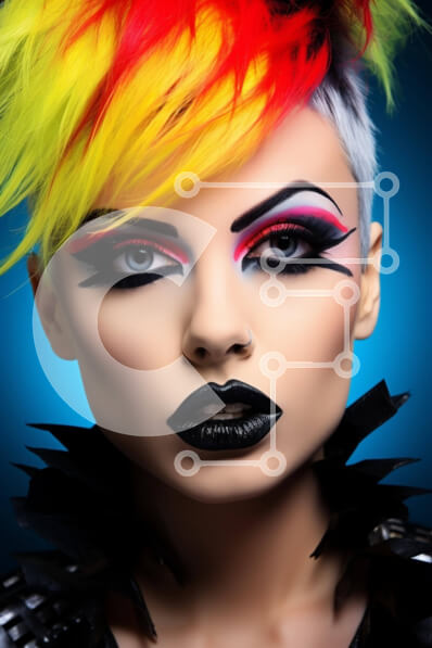 Intra Συλλεκτικό Ξύλινο Παζλ Plywood  4mm - Γυναίκα με έντονα χρωματιστά μαλλιά και πολύχρωμο μακιγιάζ Σε Ξύλινο Κουτί - Διαστάσεις Puzzle: 10x10 cm – 25 κομμάτια