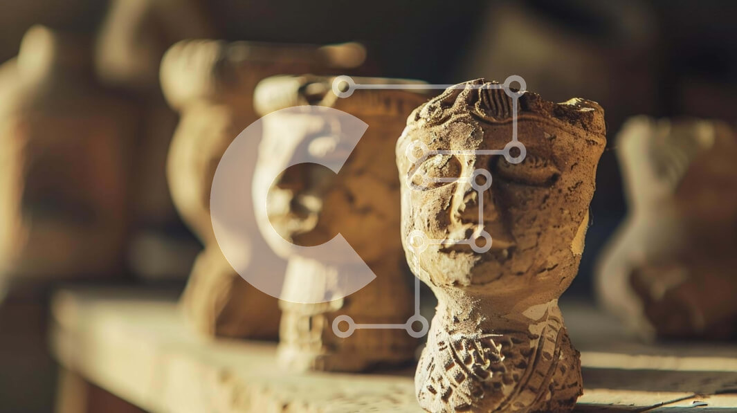 Intra Συλλεκτικό Ξύλινο Παζλ Plywood  4mm - Συλλογή Ξύλινων Γλυπτών Κεφαλής Σε Ξύλινο Κουτί - Διαστάσεις Puzzle: 10x10 cm – 25 κομμάτια