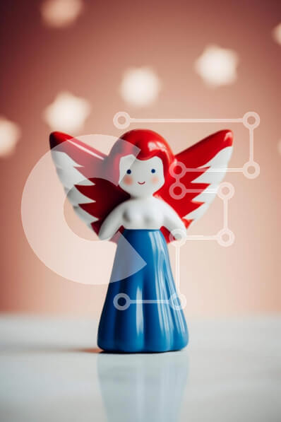 Intra Συλλεκτικό Ξύλινο Παζλ Plywood  4mm - Πολύχρωμο ειδώλιο αγγέλου με αστέρια Σε Ξύλινο Κουτί - Διαστάσεις Puzzle: 10x10 cm – 25 κομμάτια