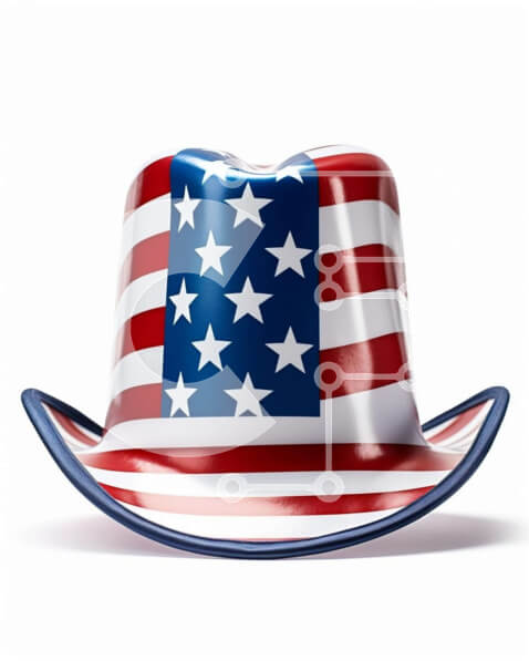 Intra Συλλεκτικό Ξύλινο Παζλ Plywood  4mm - Κόκκινο, λευκό και μπλε καπέλο αμερικανικής σημαίας Σε Ξύλινο Κουτί - Διαστάσεις Puzzle: 10x10 cm – 25 κομμάτια