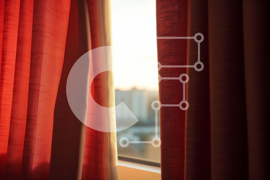 Intra Συλλεκτικό Ξύλινο Παζλ Plywood  4mm - Urban δωμάτιο με ανοιχτές κόκκινες κουρτίνες Σε Ξύλινο Κουτί - Διαστάσεις Puzzle: 10x10 cm – 25 κομμάτια