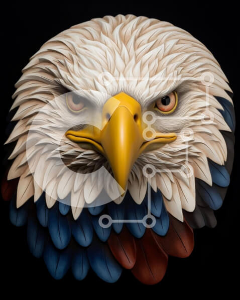 Σετ των 2 Intra Συλλεκτικό Ξύλινο Παζλ Plywood  4mm - Ρεαλιστικό γλυπτό του κεφαλιού του αετού Σε Ξύλινο Κουτί - Διαστάσεις: 10x10 cm – 25 κομμάτια