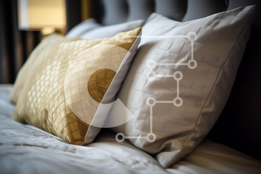 Intra Συλλεκτικό Ξύλινο Παζλ Plywood  4mm - Άνετο υπνοδωμάτιο με λευκά και κίτρινα μαξιλάρια Σε Ξύλινο Κουτί - Διαστάσεις Puzzle: 10x10 cm – 25 κομμάτια